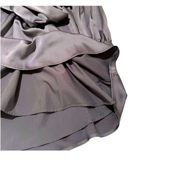 Express Satin Gray Faux Wrap Long Sleeve Tie Mini Dress Cocktail Size Small - Picture 8 of 10